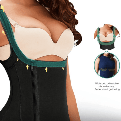 curvypower-au Shapewear Women Open Bust Bodysuit Shaper With Adjustable Hooks
