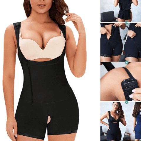 curvypower-au Shapewear Women Open Bust Bodysuit Shaper With Adjustable Hooks
