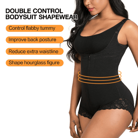 curvypower-au Shapewear Women Open Bust Bodysuit Shaper Zipper Thong
