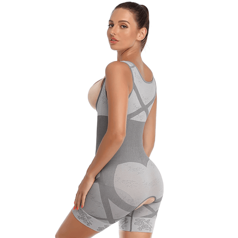 curvypower-au Shapewear Women Open Bust Sculpting Bodysuit Short With Open Crotch