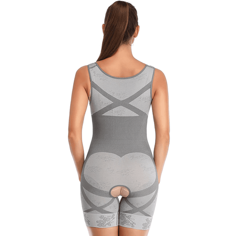curvypower-au Shapewear Women Open Bust Sculpting Bodysuit Short With Open Crotch