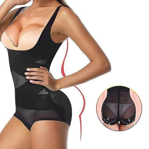 curvypower-au Shapewear Women Shapewear Cross Bodysuit Open-Bust