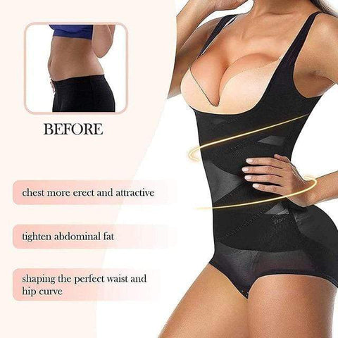curvypower-au Shapewear Women Shapewear Cross Bodysuit Open-Bust