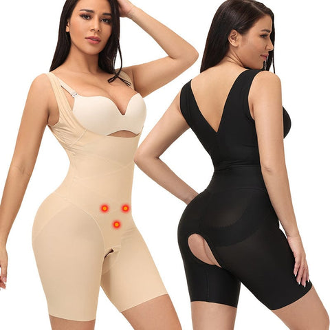 curvypower-au Shapewear Women Shaping Bodysuit Open Bust Cross Waist Shaper Shorts