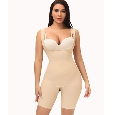 curvypower-au Shapewear Women Shaping Bodysuit Open Bust Cross Waist Shaper Shorts