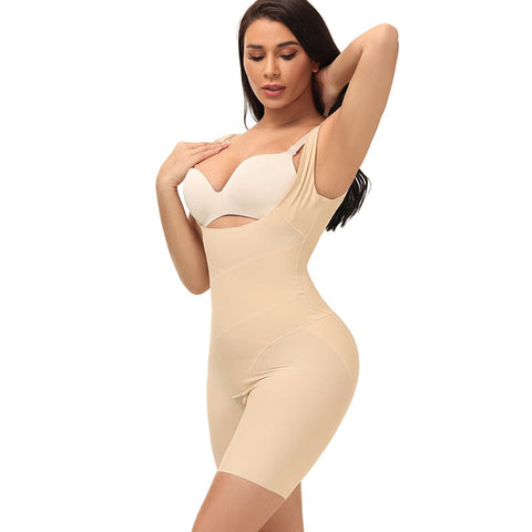 curvypower-au Shapewear Women Shaping Bodysuit Open Bust Cross Waist Shaper Shorts