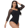 curvypower-au Shapewear Women Sheer Mesh Mid-Sleeve Shapewear Bodysuit Thong