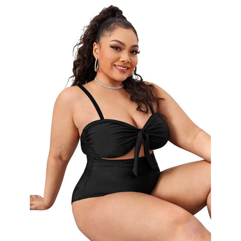 curvypower-au Swimwear Women's Plus Size One Piece Front Tie Swimwear