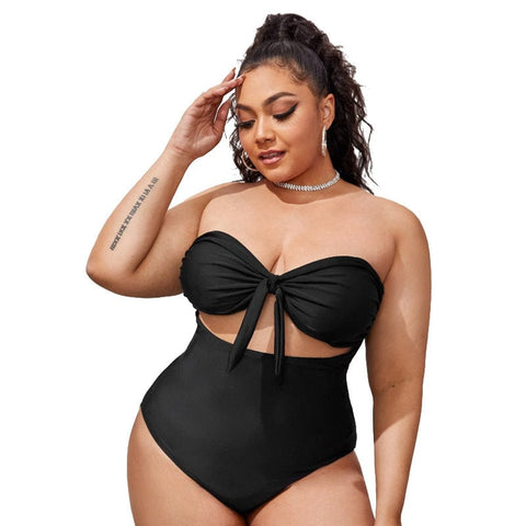 curvypower-au Swimwear XL Women's Plus Size One Piece Front Tie Swimwear