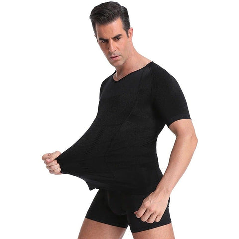 curvypower-au T-shirt shapewear Men Seamless Toning Abs Compression Body Shaper T-Shirt