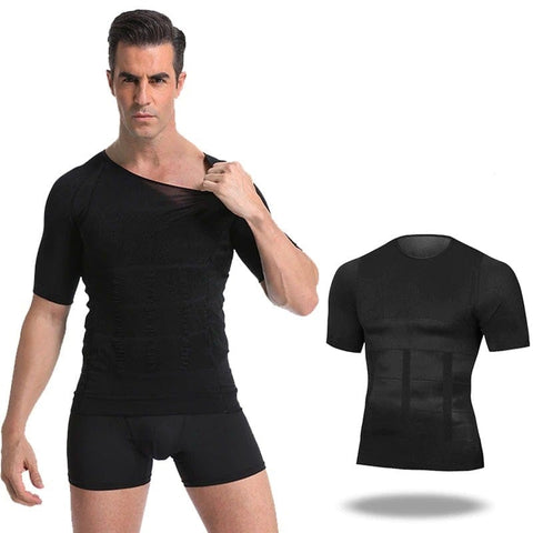 curvypower-au T-shirt shapewear Men Seamless Toning Abs Compression Body Shaper T-Shirt