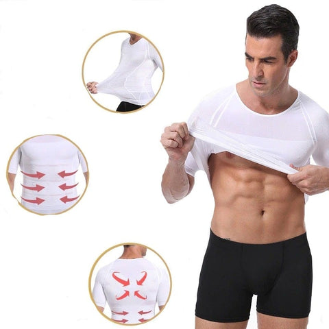 curvypower-au T-shirt shapewear Men Seamless Toning Abs Compression Body Shaper T-Shirt