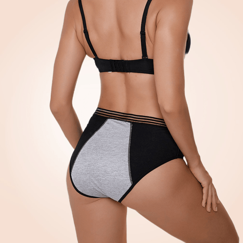 Curvypower | Australia Black Cotton Mesh Line High Waist Postpartum Menstrual Panty