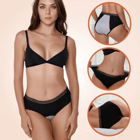 Curvypower | Australia Black Cotton Mesh Line High Waist Postpartum Menstrual Panty