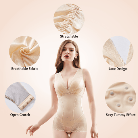 Curvypower | Australia bodysuit Full Sexy Tummy Waist Trainer Lace Bodysuit