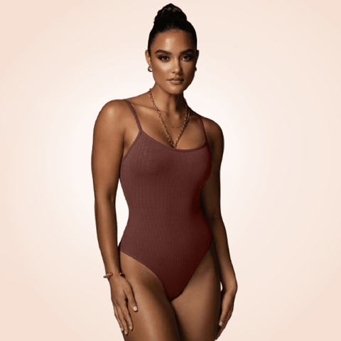 Curvypower | Australia bodysuit Maroon / S Basic Rib Strappy Cami Bodysuit