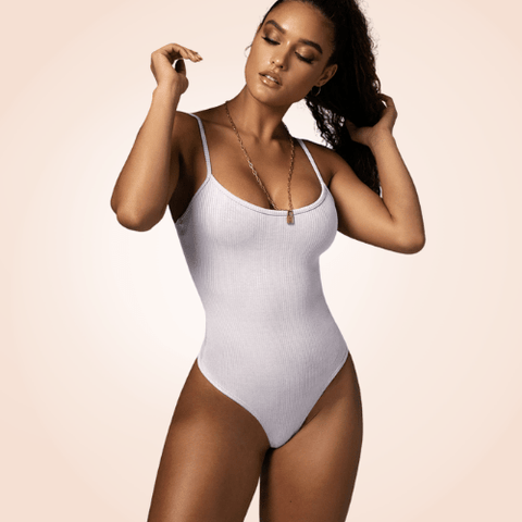 Curvypower | Australia bodysuit White / S Basic Rib Strappy Cami Bodysuit