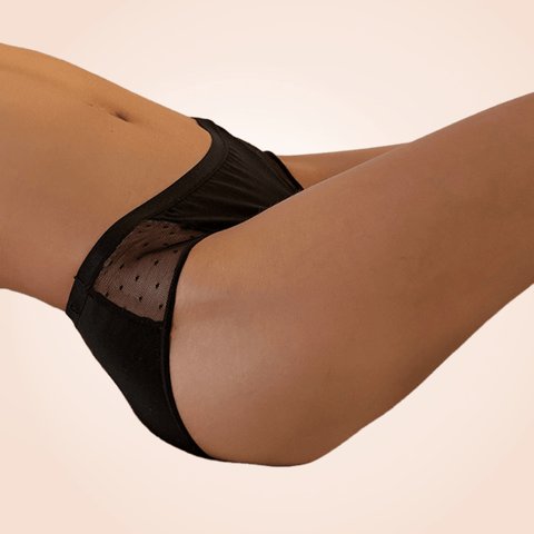 Curvypower | Australia Layered Leak Proof Mesh Dots Black Menstrual Panties
