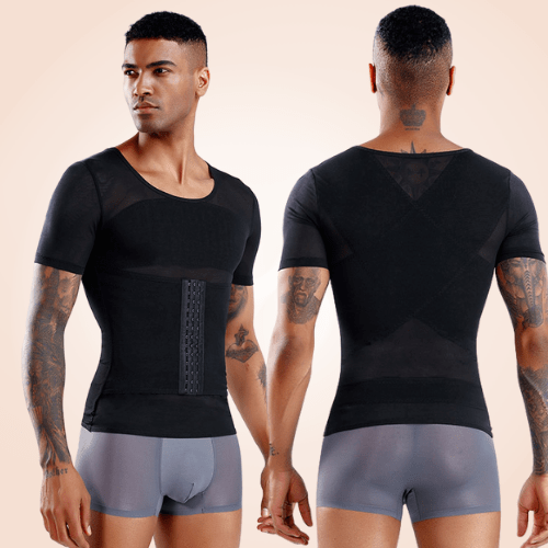 Men Waist and Back Vest Compression Shirt Slimming Body Shaper– Curvypower