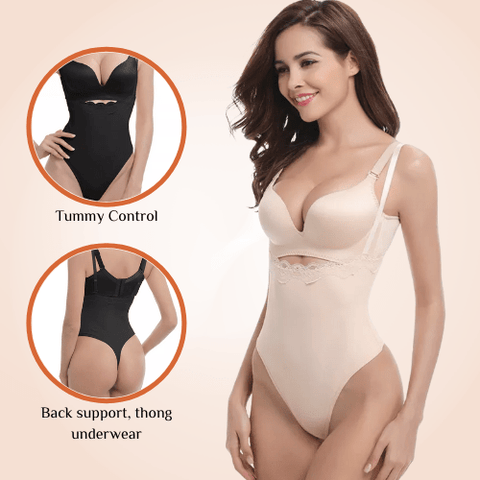 Curvypower | Australia Open Bust Tummy Control Lace Adjustable Straps Thong Shapewear