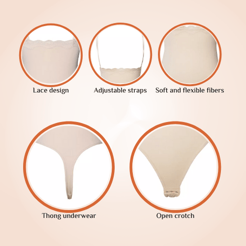 Curvypower | Australia Open Bust Tummy Control Lace Adjustable Straps Thong Shapewear