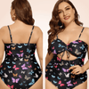 Curvypower | Australia Plus Size Butterfly Print Rib One Piece Swimwear