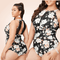 Curvypower | Australia Plus Size Contrast Mesh One Piece Floral Swimwear