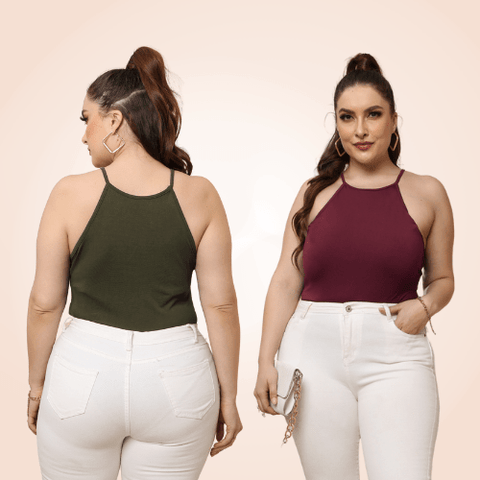 Curvypower | Australia Plus Size Sleeveless Halter Shapewear Bodysuit