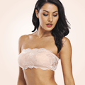 Curvypower | Australia S / Beige Invisible Floral Lace Tube Top Strapless Padded Bra