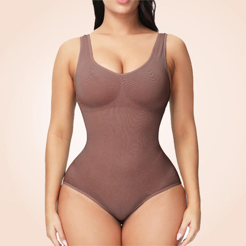 Curvypower | Australia S / Brown Open Crotch Seamless Faja Sculpting One Piece Bodyshaper