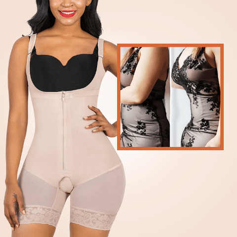 Curvypower | Australia Sculpting Mid Thigh Slimming Seamless Bodysuit Zipper