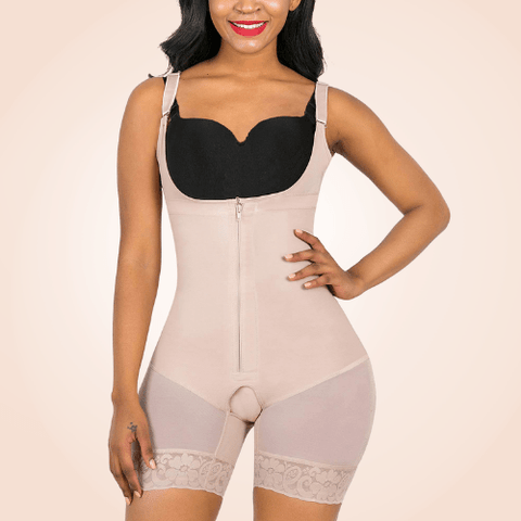 Curvypower | Australia Sculpting Mid Thigh Slimming Seamless Bodysuit Zipper