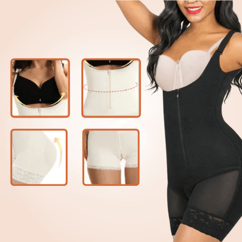 Curvypower | Australia Sculpting Mid Thigh Slimming Seamless Bodysuit Zipper