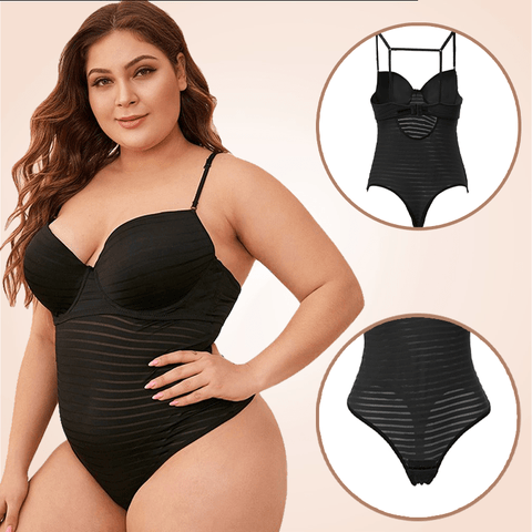 Curvypower | Australia Shapers Black Cross-Border Backless Bodysuit Thong Lingerie