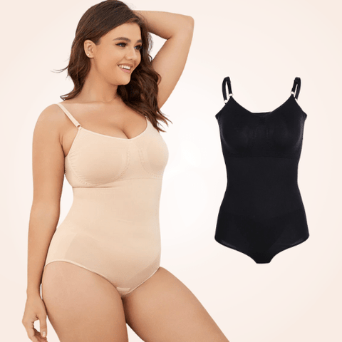 Curvypower | Australia shapewear bodysuit S / Black Open Crotch Full Body V-Neck Tummy Control Shaper Brief