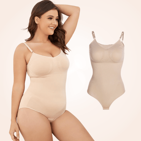 Curvypower | Australia shapewear bodysuit S / Nude Open Crotch Full Body V-Neck Tummy Control Shaper Brief
