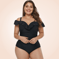 Curvypower | Australia Swimwear New Women's Wetsuit Ruffles Belly Folds