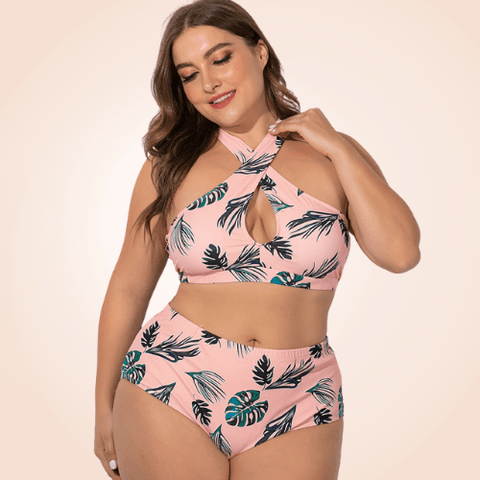 Curvypower | Australia Swimwear Plus Size Floral Cross Beach Swimwear Bikini