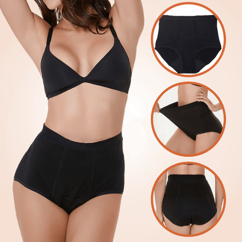 Curvypower | Australia Underwear Vintage Style Black Seamless Leak Proof High Waist Panty